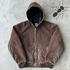 Vintage Y2K Carhartt DKB brown hooded work wear jacket